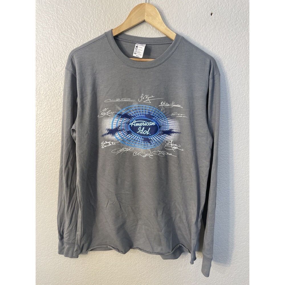 VTG American Idol Kellogg's Pop Tarts‎ Promo Gray Long Sleeve T-Shirt Mens Large
